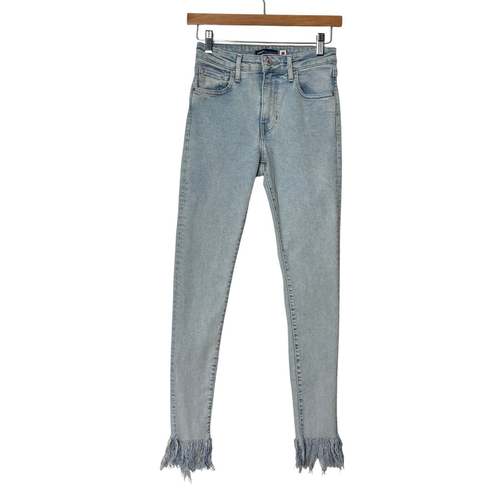 Levis Made and Crafted Skinny Jeans Light Wash Fringe‎ Hem Denim Pants Womens 26